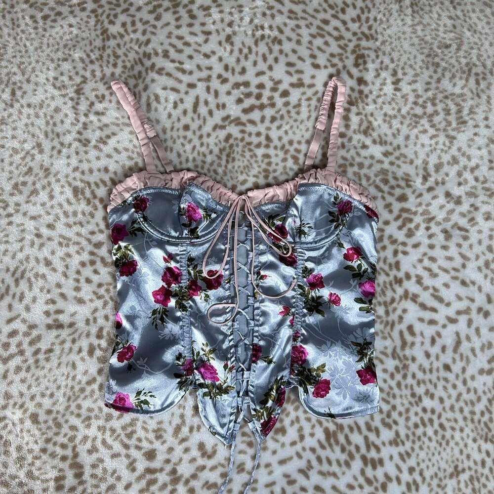 Out From Under Juliette Lace-Up Corset Floral Print